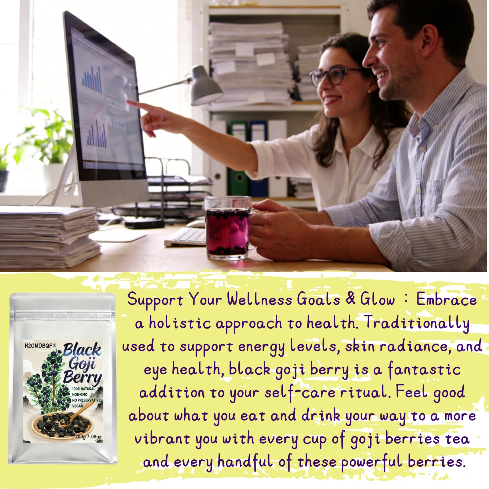 Wild Black Goji Berries, Himalayan Superfood for Tea, 7.05 oz (200g)