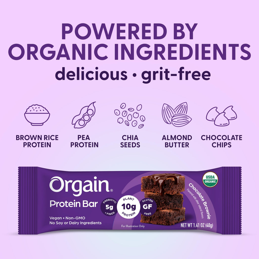 Organic Vegan Chocolate Brownie Protein Bars – 10g Plant Protein