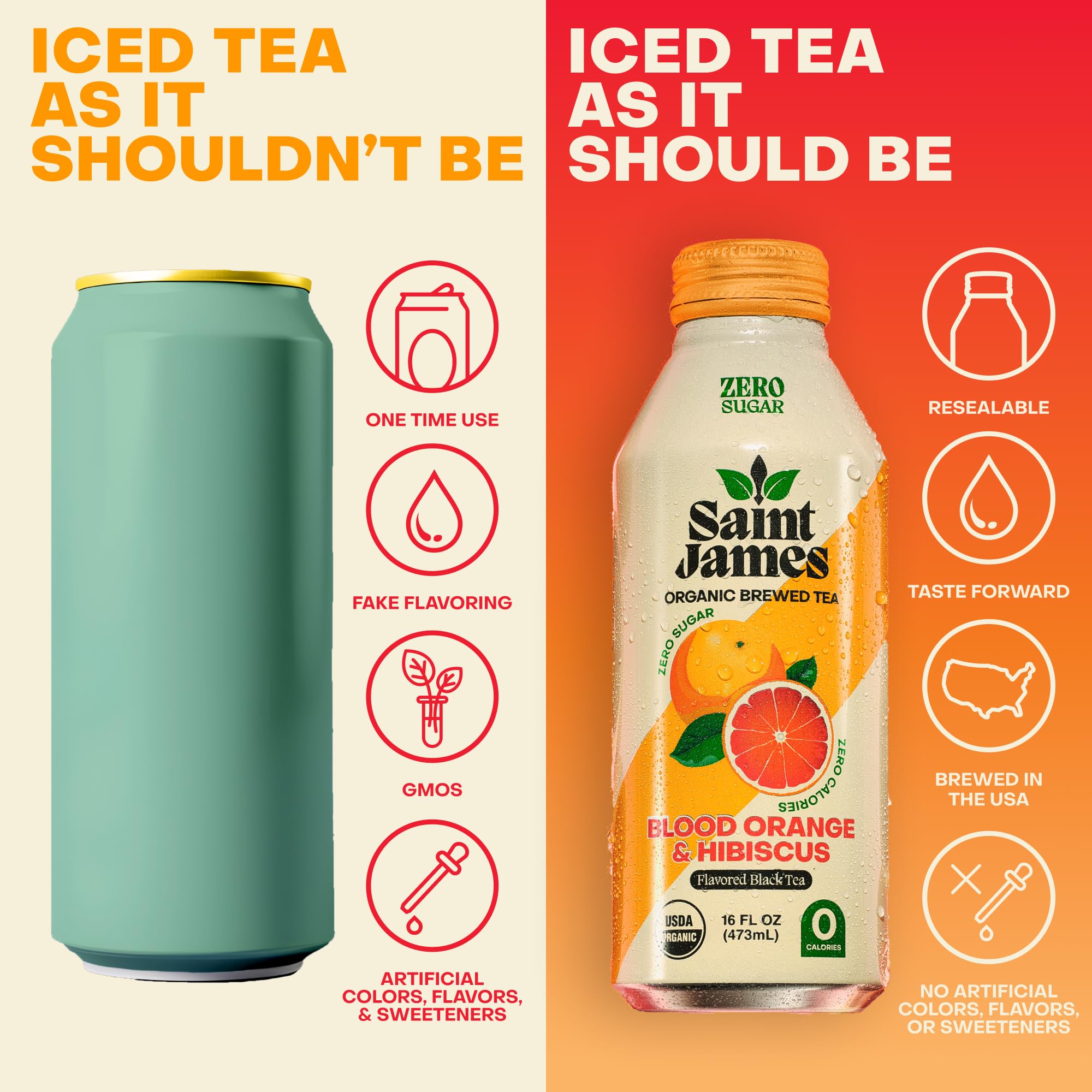 Saint James Iced Tea, Variety Green Tea, Black Tea & Fruit Tea Flavors
