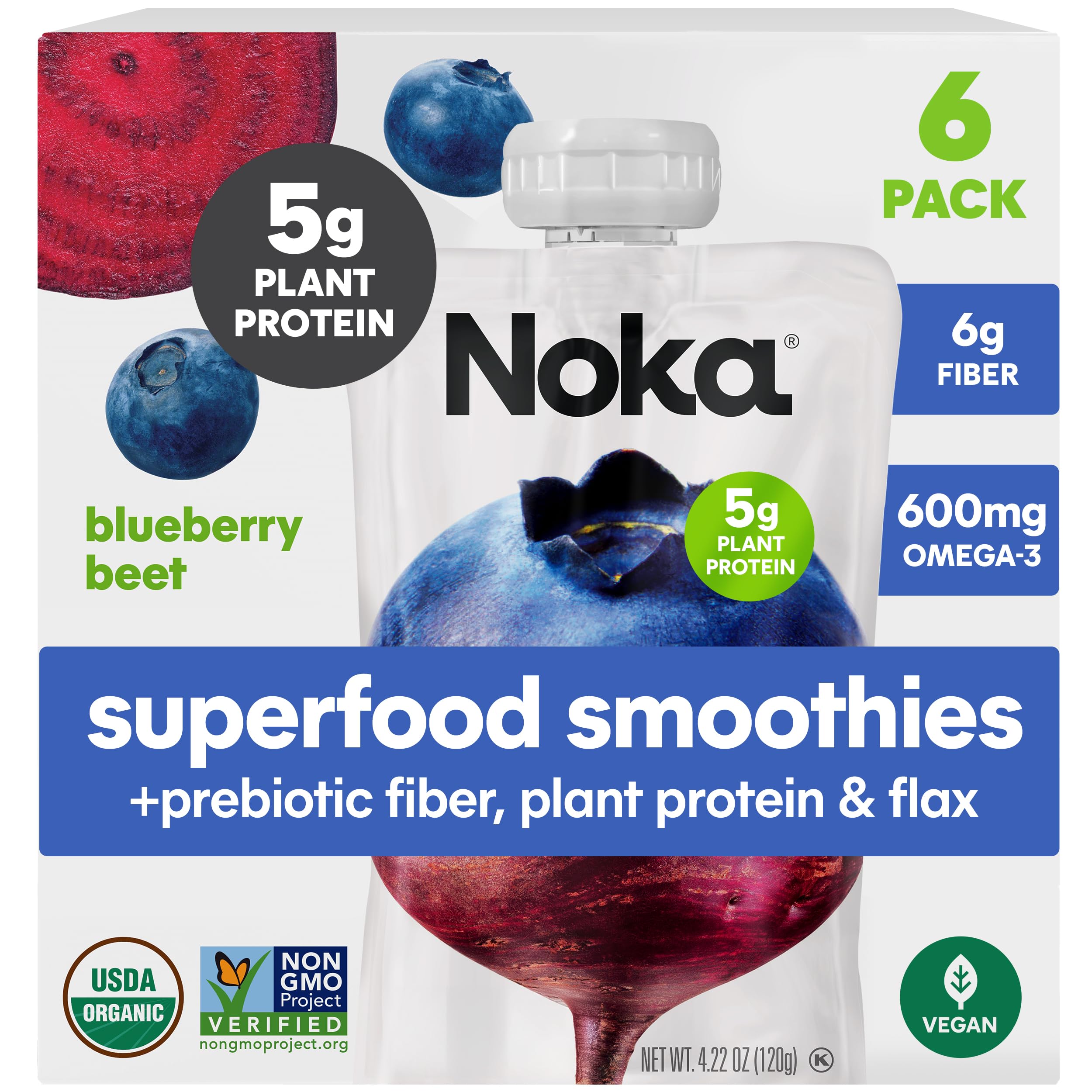 Organic Superfood Fruit Smoothie Pouches – Plant Protein & Prebiotic Fiber