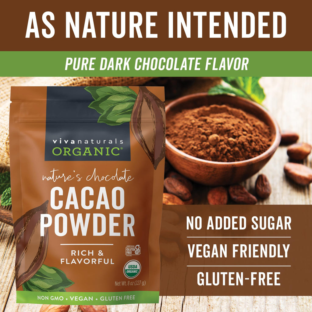 Organic Unsweetened Cacao Powder – 8 oz