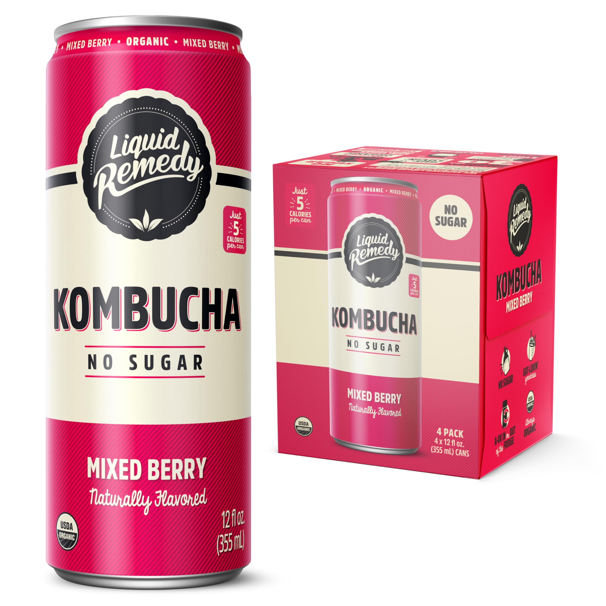 Organic Sugar-Free Kombucha Drink – 355ml