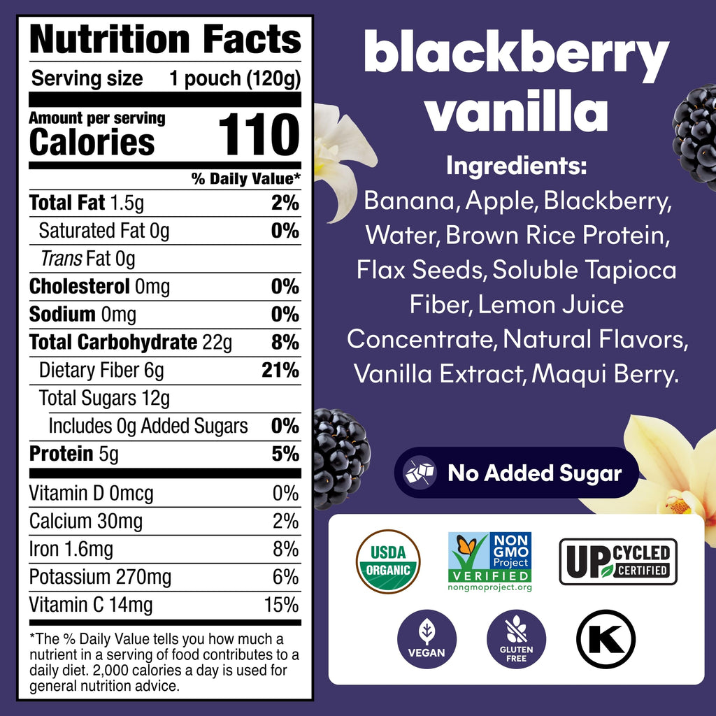 Organic Superfood Fruit Smoothie Pouches – Plant Protein & Prebiotic Fiber