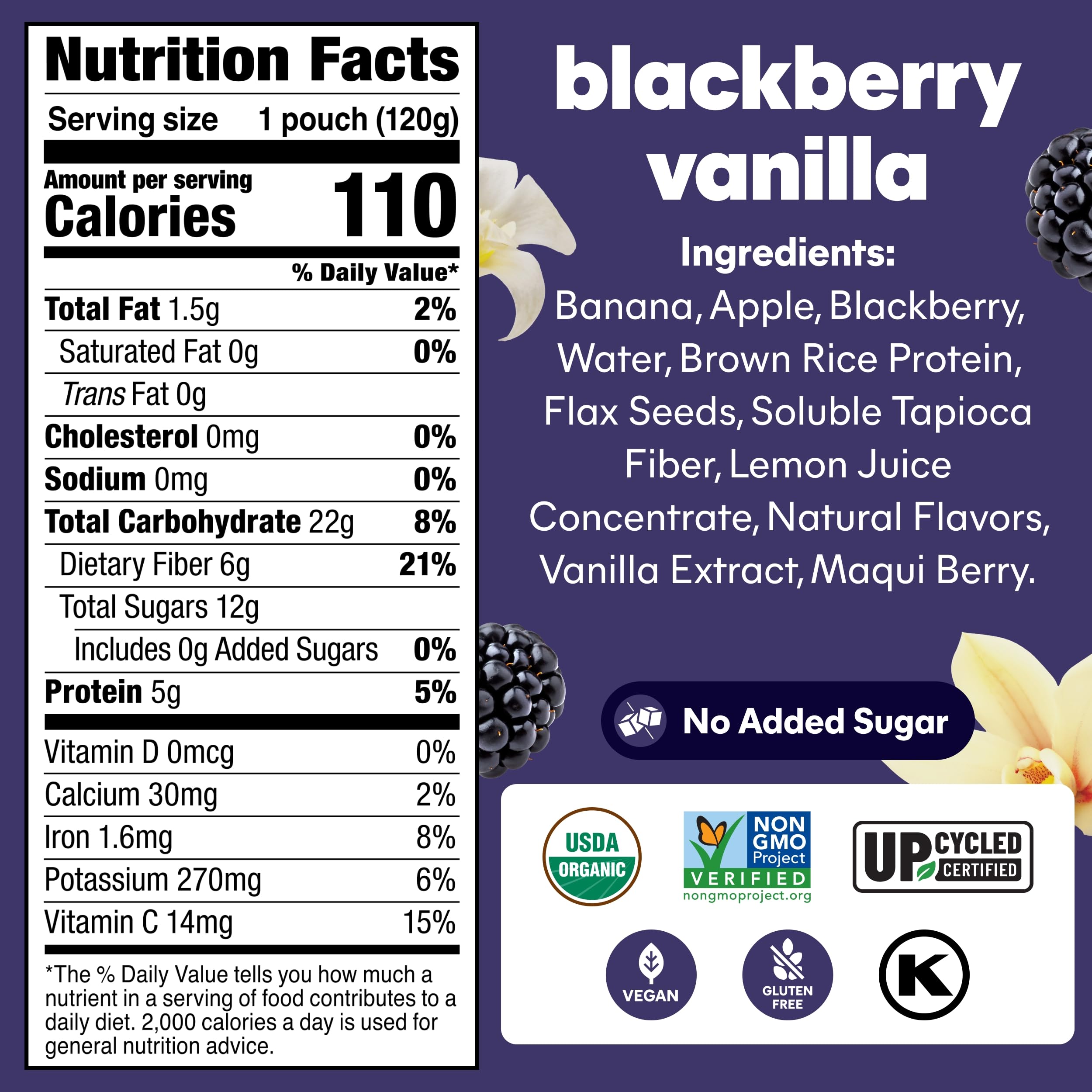 Organic Superfood Fruit Smoothie Pouches – Plant Protein & Prebiotic Fiber