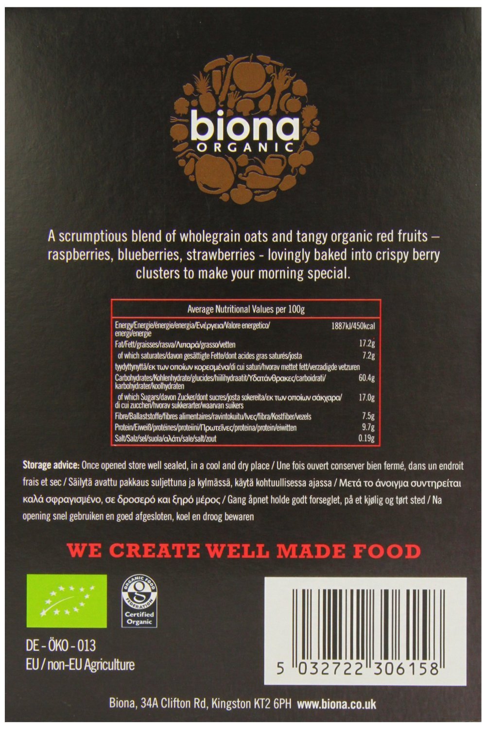 Biona Organic Wild Berry Granola 375g-4 Pack