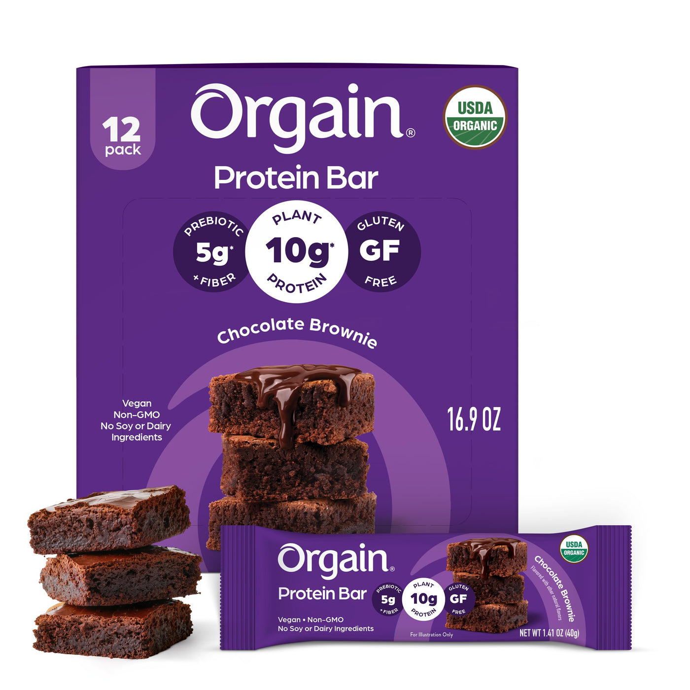 Organic Vegan Chocolate Brownie Protein Bars – 10g Plant Protein