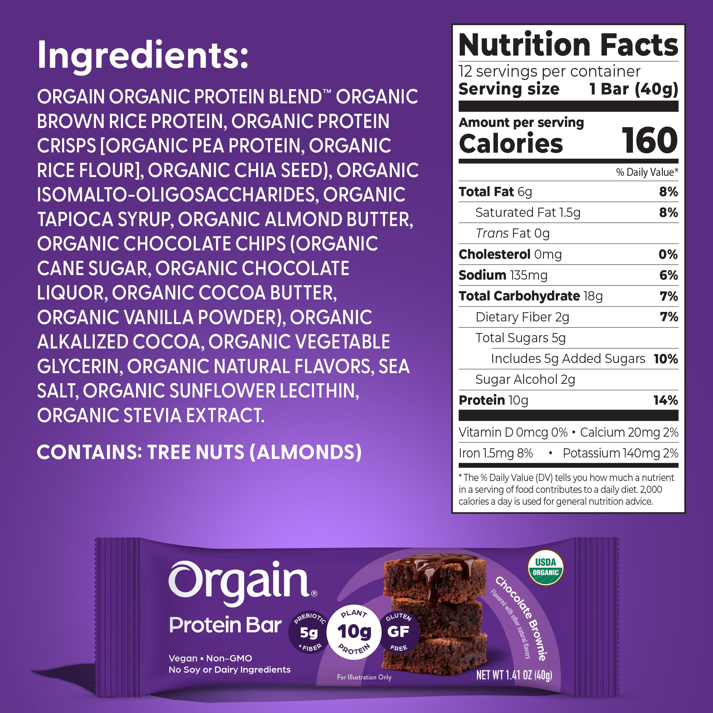 Organic Vegan Chocolate Brownie Protein Bars – 10g Plant Protein